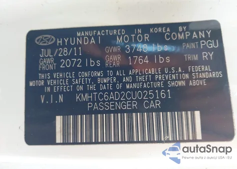 2012 Hyundai Veloster Base W/Gray from USA, damaged, VIN KMHTC6AD2CU025161